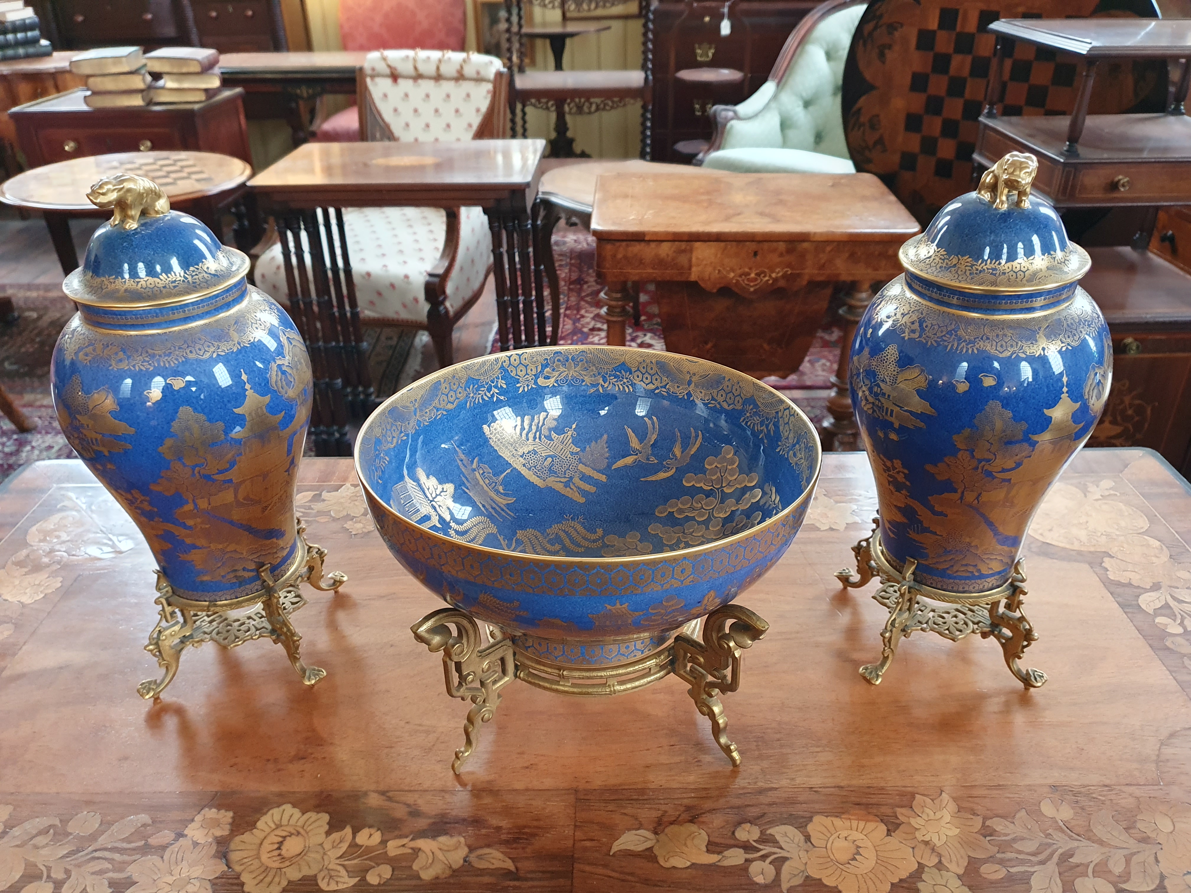 Pair Art Deco Carlton Ware Vases, Japanese Design